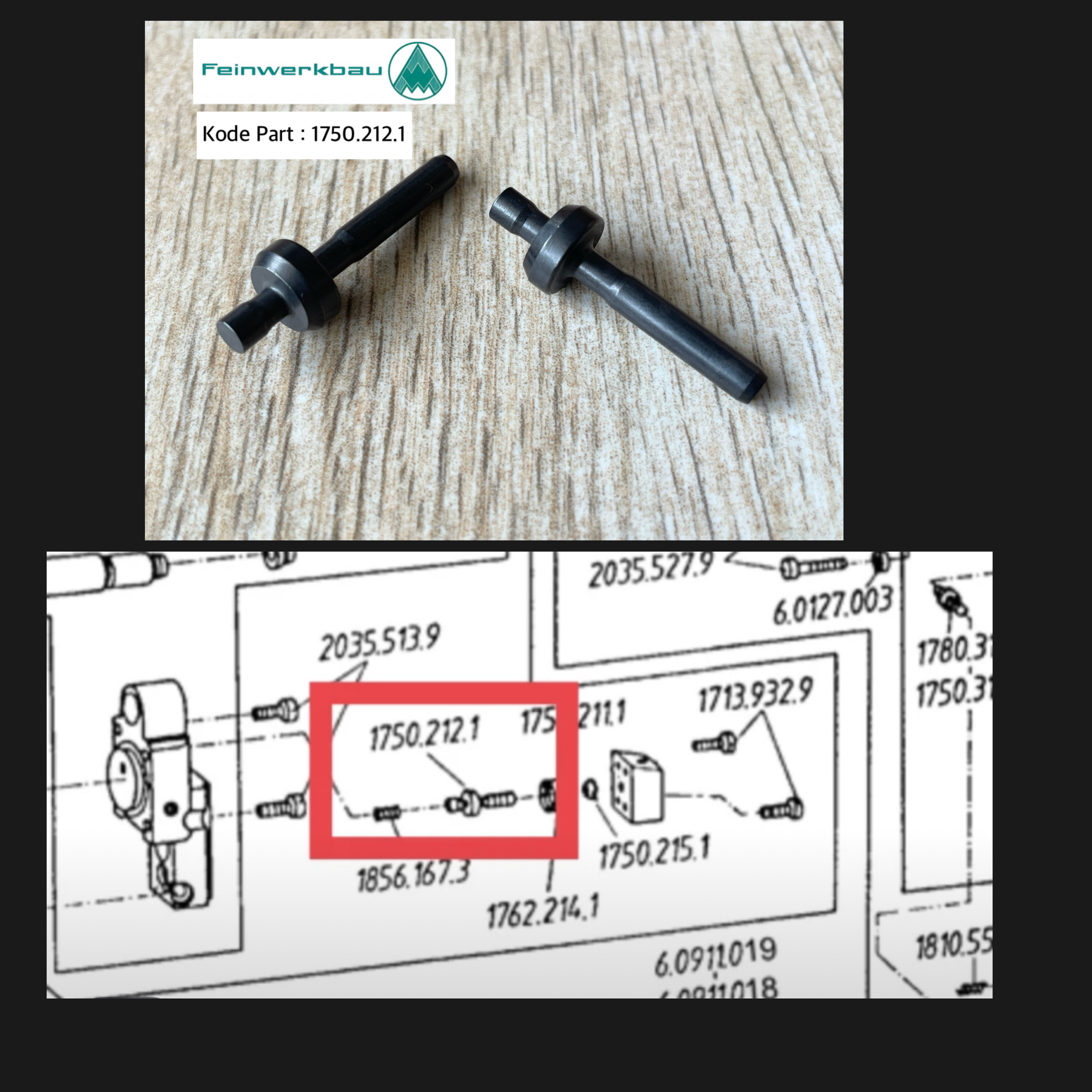 Valve Air Rifle Feinwerkbau P70 Valve P70 Original Feinwerkbau Kode Part : 1750.212.1