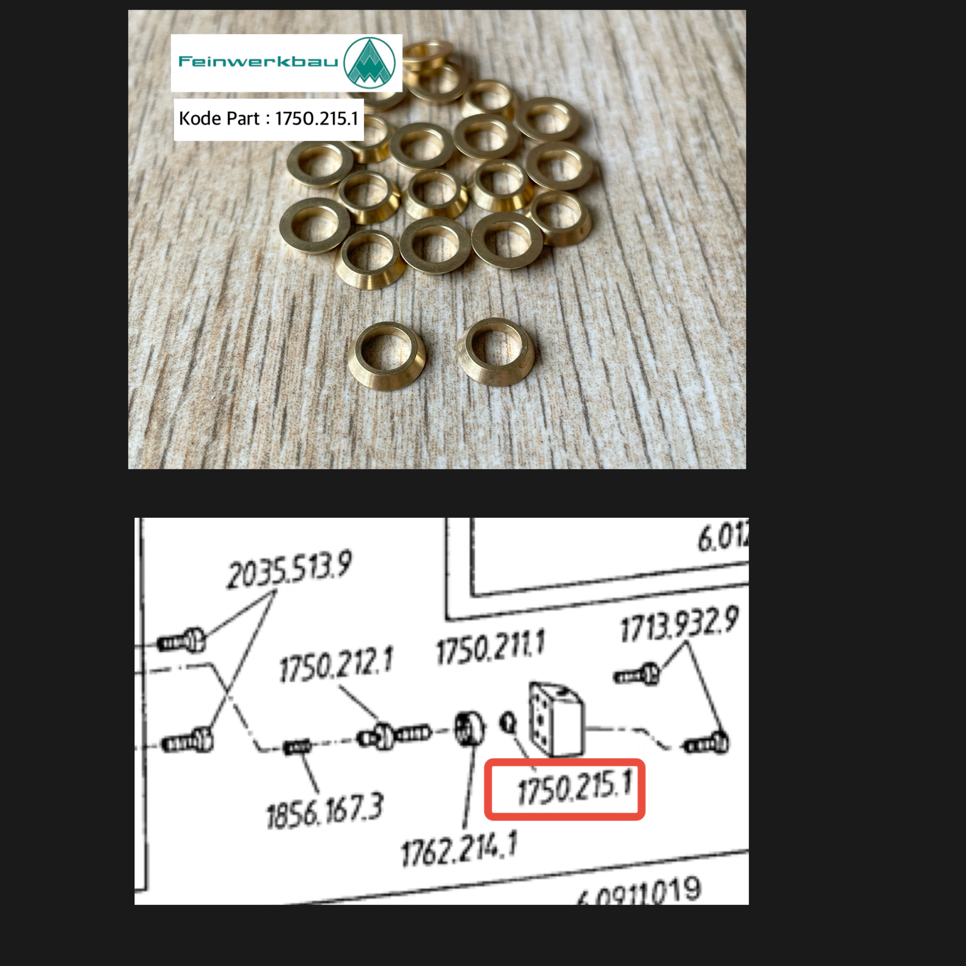 Support Ring P70 Original Feinwerbau FWB P70 Ring Kuningan Kode Part : 1750.215.1